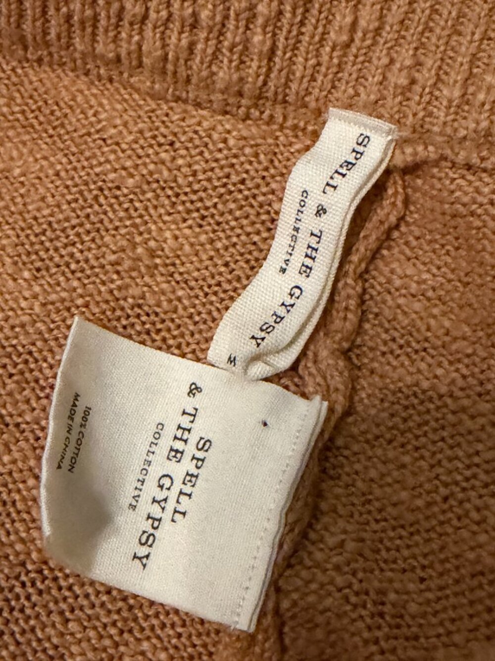 Spell & The Gypsy Yellowstone Knit Pants Caramel Medium Cable Knit Cotton EUC - Picture 11 of 12